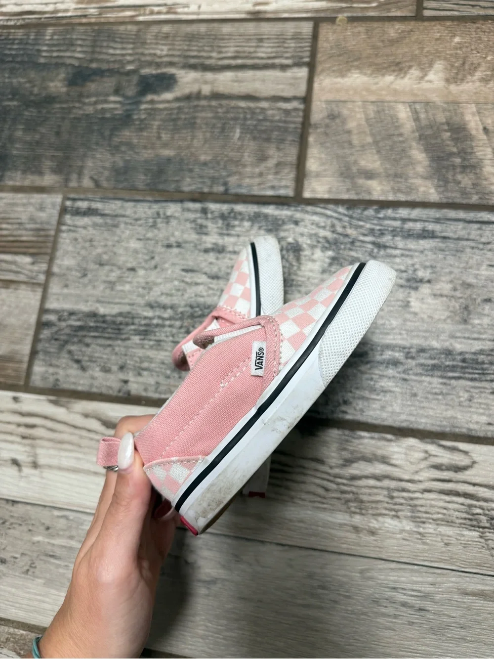 Vans Kids Slip-On Checkerboard Sneakers - Pink & White
